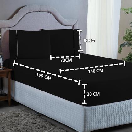 Imagem de Conjunto Cama Casal 400 Fios Lençol com Elástico Fronha Ponto Palito 3 peças