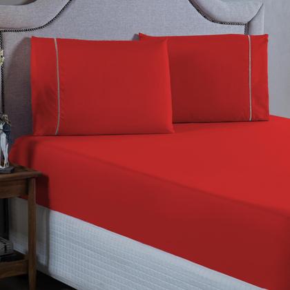 Imagem de Conjunto Cama Casal 400 Fios Lençol com Elástico Fronha Ponto Palito 3 peças