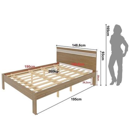 Imagem de Conjunto Cama Casal com 2 Mesas de Cabeceira
