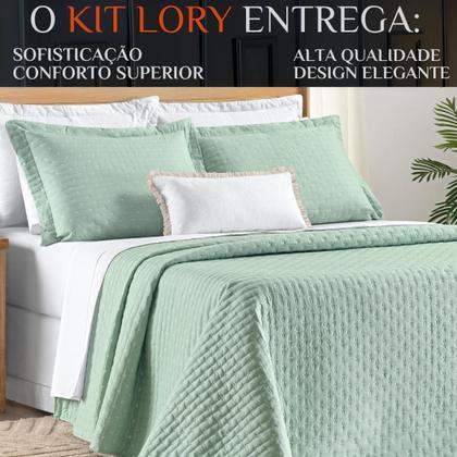 Imagem de Conjunto Cama Casal King Size Lory 200 Fios Bordado