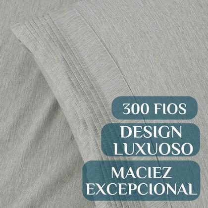 Imagem de Conjunto Cama Casal Queen Size Lizzie 04 Pç Bordado 300 Fios Toque Extra Macio