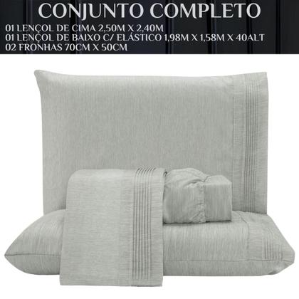 Imagem de Conjunto Cama Casal Queen Size Lizzie 04 Pç Bordado 300 Fios Toque Extra Macio
