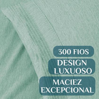 Imagem de Conjunto Cama Casal Queen Size Lizzie 04 Pç Bordado 300 Fios Toque Extra Macio