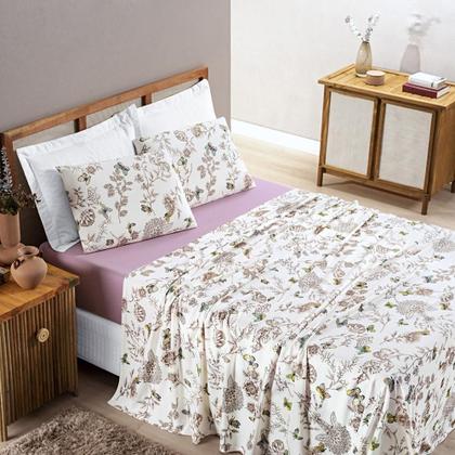 Imagem de Conjunto Cama Casal Queen Size Luxuoso - Algodão 100% - Rose