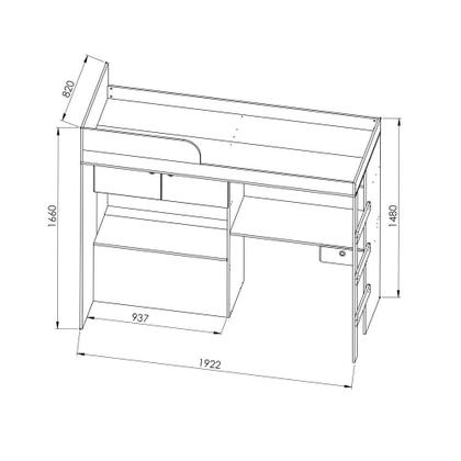 Imagem de Conjunto Cama de Solteiro com Baú e Cama alta Lion com Escada e Escrivaninha CJ038 Art in Móveis