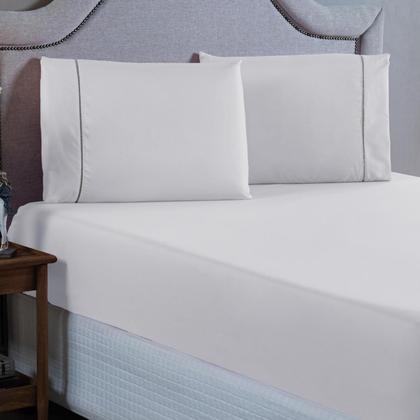 Imagem de Conjunto Cama King Size 400 Fios Lençol com Elástico Fronha Ponto Palito 3 peças 40cm Altura