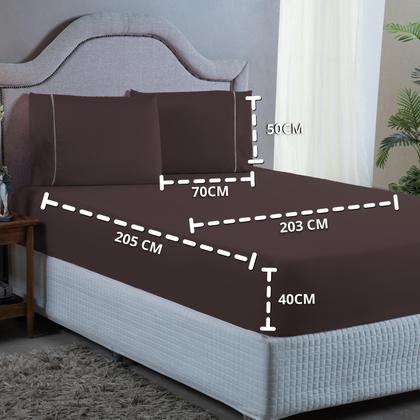 Imagem de Conjunto Cama King Size 400 Fios Lençol com Elástico Fronha Ponto Palito 3 peças 40cm Altura