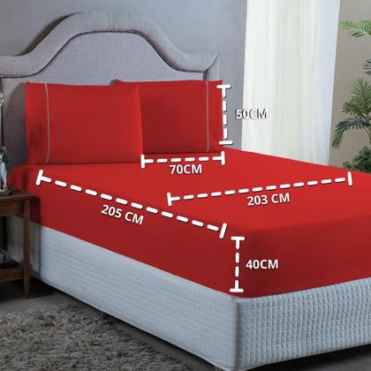 Imagem de Conjunto Cama King Size 400 Fios Lençol com Elástico Fronha Ponto Palito 3 peças 40cm Altura