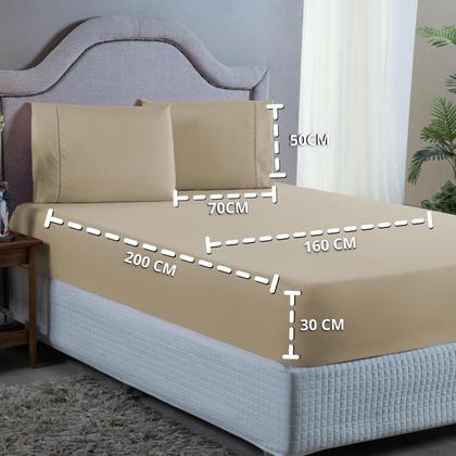 Imagem de Conjunto Cama Queen 400 Fios Lençol com Elástico Fronha Ponto Palito 3 peças