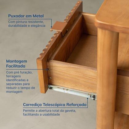 Imagem de Conjunto Cama Queen com 2 Mesas de Cabeceira e Cômoda Oiti CabeCasa MadeiraOriginals