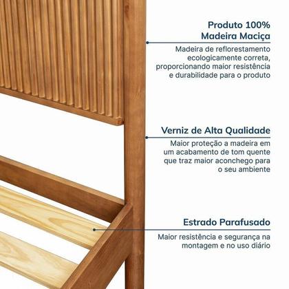 Imagem de Conjunto Cama Queen com 2 Mesas de Cabeceira e Cômoda Oiti CabeCasa MadeiraOriginals