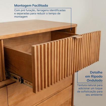 Imagem de Conjunto Cama Queen com 2 Mesas de Cabeceira e Cômoda Oiti CabeCasa MadeiraOriginals