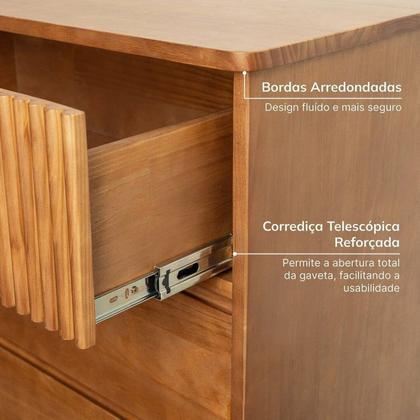 Imagem de Conjunto Cama Queen com 2 Mesas de Cabeceira e Cômoda Oiti CabeCasa MadeiraOriginals