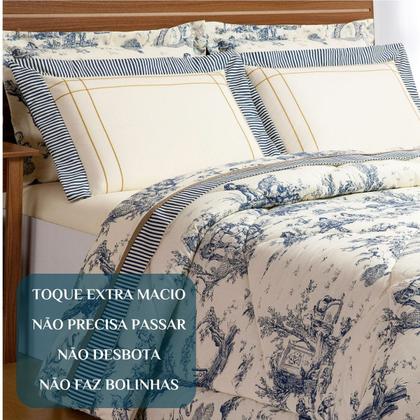 Imagem de Conjunto Cama Queen Size Laurence 100%Algodão Super Luxuoso
