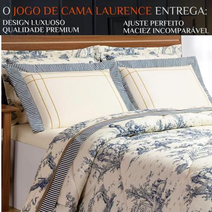 Imagem de Conjunto Cama Queen Size Laurence 100%Algodão Super Luxuoso