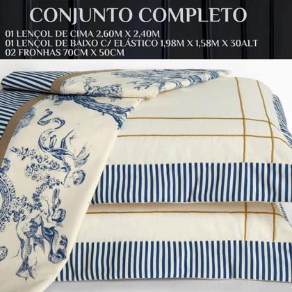 Imagem de Conjunto Cama Queen Size Laurence 100%Algodão Super Luxuoso