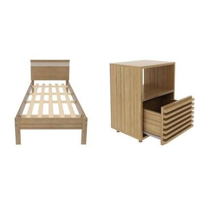 Imagem de Conjunto Cama Solteiro com 1 Mesa de Cabeceira