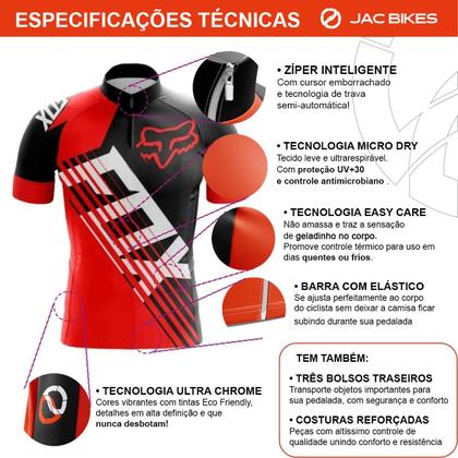 Imagem de Conjunto Camisa Ciclismo Fox Vermelha Pai E Filho Esportiva Uv Mtb