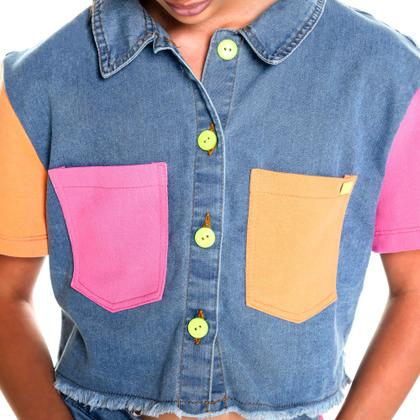 Imagem de Conjunto camisa cropped jeans e moletom