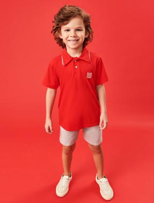 Imagem de Conjunto Camisa Polo E Bermuda Branco E Azul Abrange