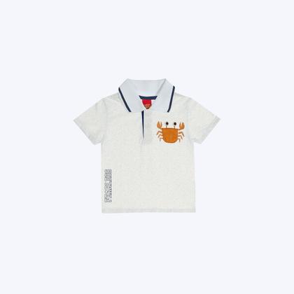 Imagem de Conjunto Camisa Polo Manga Curta E Bermuda Estampa Caranguejo Infantil Menino Kyly 1001070 Mescla White