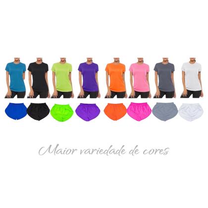Imagem de Conjunto Camiseta Blusinha MALHA FRIA POLIAMIDA + Short TACTEL Academia Corrida Yoga 558
