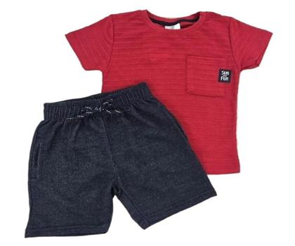Imagem de Conjunto Camiseta E Bermuda Malha Náutico E Moletinho Jeans