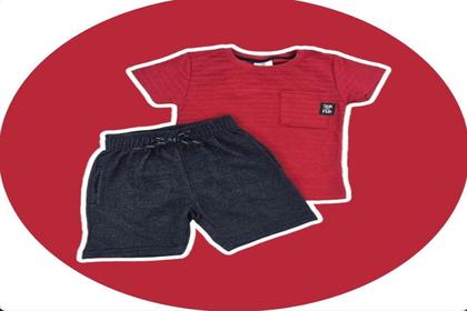 Imagem de Conjunto Camiseta E Bermuda Malha Náutico E Moletinho Jeans