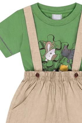 Imagem de Conjunto Camiseta Mais Bermuda Com Suspensório Infantil Masculino