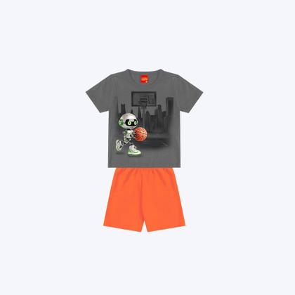 Imagem de Conjunto Camiseta Manga Curta E Bermuda Moletinho Infantil Menino Kyly P1001061 Branco