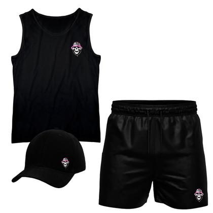 Conjunto Camiseta Regata Algodão Short Tactel E Boné Caveira2 - Relaxado Imagem de Conjunto Camiseta Regata Algodão Short Tactel E Boné Caveira2