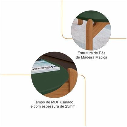 Imagem de Conjunto Cantinho do Café e Aparador 2 Gavetas com Mesinha Oblonga Verde Oliva / Cedro