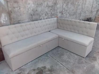 Imagem de Conjunto Canto Alemão Baú 4pçs Encosto em Captone Suede 1,20x1,50mt