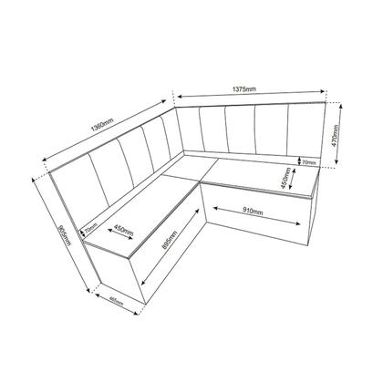 Imagem de Conjunto Canto Alemão Baú América com Mesa de Jantar Retangular 1,20x80 e 2 Cadeiras Dalas