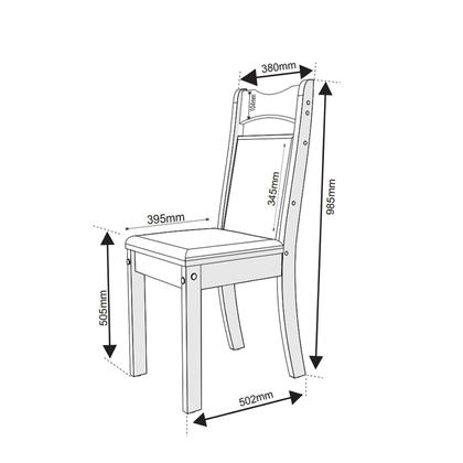 Imagem de Conjunto Canto Alemão Baú América com Mesa de Jantar Retangular 1,20x80 e 2 Cadeiras Dalas