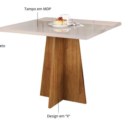 Imagem de Conjunto Canto Alemão Baú Bariloche Mesa Quadrada 90cm X 90cm sem Vidro e 2 Cadeiras Venus em Mdp/md