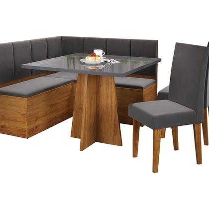 Conjunto Canto Alemão Baú Bariloche Mesa Quadrada 90x90 sem Vidro e 2 Cadeiras Venus em Mdp/mdf - Viero Imagem de Conjunto Canto Alemão Baú Bariloche Mesa Quadrada 90x90 sem Vidro e 2 Cadeiras Venus em Mdp/mdf