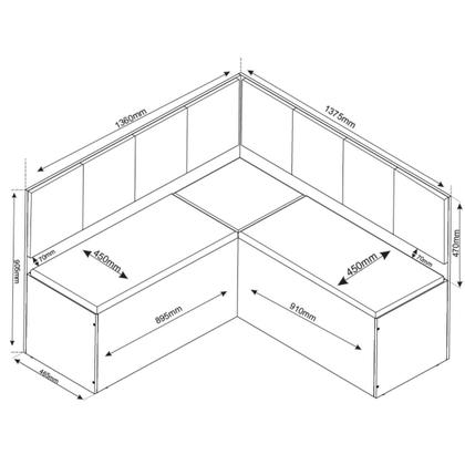 Imagem de Conjunto Canto Alemao Baú Prestigio Mesa 120x80cm e 2 cadeiras Milao Mel/Off White/Linho Kaki - Casa Giulia
