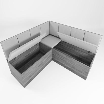 Imagem de Conjunto Canto Alemao Baú Prestigio Mesa 120x80cm e 2 cadeiras Milao Mel/Off White/Linho Kaki - Casa Giulia