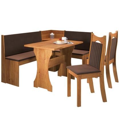 Imagem de Conjunto Canto Alemão Bueno com Mesa 4 Lugares e 2 Cadeiras Dalas Estofadas