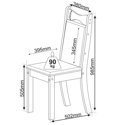 Imagem de Conjunto Canto Alemão com Baú Bariloche Mesa Quadrada 90x90 sem Vidro e 2 Cadeiras Dallas em Mdp/mdf