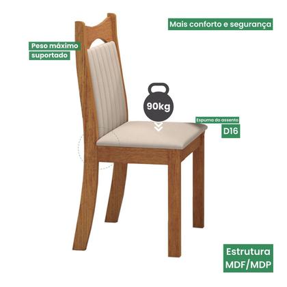 Imagem de Conjunto Canto Alemão com Baú Bariloche Mesa Quadrada 90x90 sem Vidro e 2 Cadeiras Dallas em Mdp/mdf