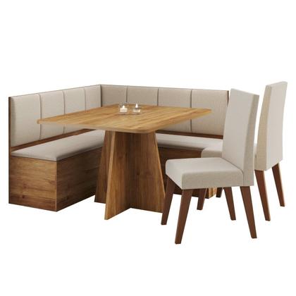 Imagem de Conjunto Canto Alemão com Baú Mesa 120x77,5cm Tampo sem Vidro com 2 Cadeiras Milão