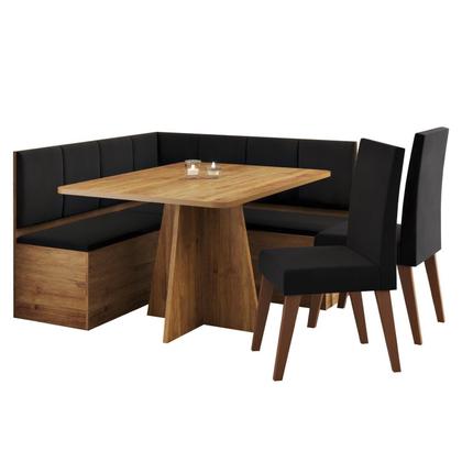 Imagem de Conjunto Canto Alemão com Baú Mesa 120x77,5cm Tampo sem Vidro com 2 Cadeiras Milão