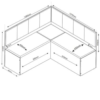 Imagem de Conjunto Canto Alemão com Baú Trento Mesa Quadrada com Vidro 90x90 e 2 Cadeira Dallas em Mdp/mdf