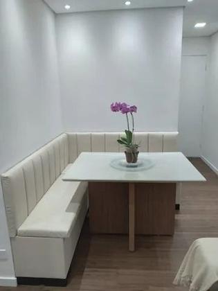 Imagem de Conjunto Canto Alemão com Encosto Ripado em Suede 100cm