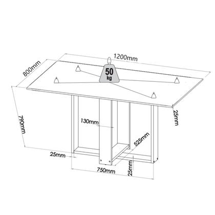 Imagem de Conjunto Canto Baú com Mesa de Jantar Retangular 120x80cm de Vidro e 2 Cadeiras