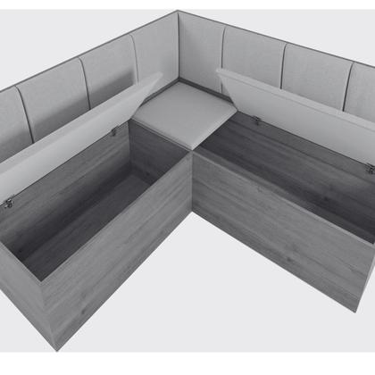 Imagem de Conjunto Canto Baú com Mesa de Jantar Retangular 120x80cm de Vidro e 2 Cadeiras