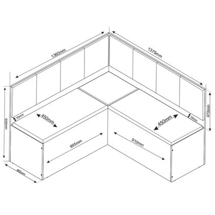 Imagem de Conjunto Canto Baú com Mesa de Jantar Retangular 120x80cm de Vidro e 2 Cadeiras