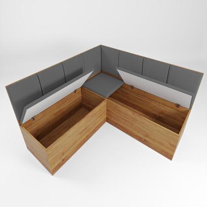 Imagem de Conjunto Canto Baú com Mesa de Jantar Retangular 120x80cm de Vidro e 2 Cadeiras